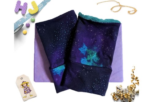 Buy Medium Adult Wrist Warmers Indigo Imaginarium now using this page